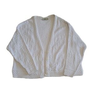 Vintage LL Bean 90s Y2K Fisherman Chunky Cable Knit Sweater Cardigan Sz Medium